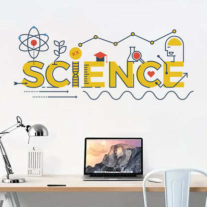 1Pc Cartoon "science" Text Laboratory Wall Decals Study Room Decoration Classroom Wall Stickers for Kids Room Children's Home-HomeDecorDecals_com