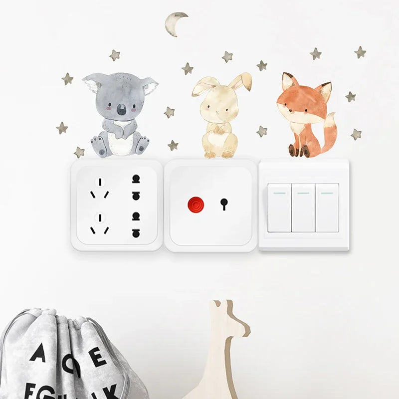 Cartoon Animal Wall And Switch Stickers Set-HomeDecorDecals_com