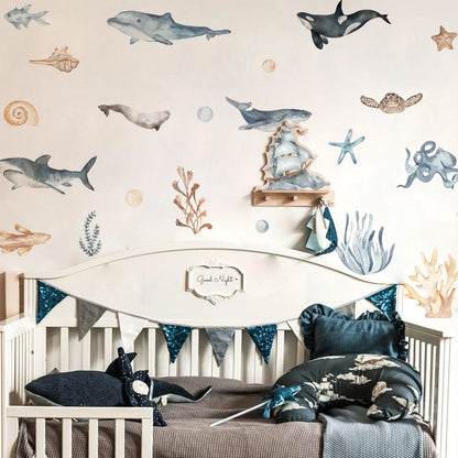 Cartoon Ocean Animals Wall Decal | Room Decor design details by HomeDecorDecals.