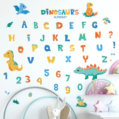 Cartoon Dinosaur Alphabet Removable Wall Stickers Letter Digit for Early education Kindergarten Nursery Kids Baby Room PVC Decal-HomeDecorDecals_com