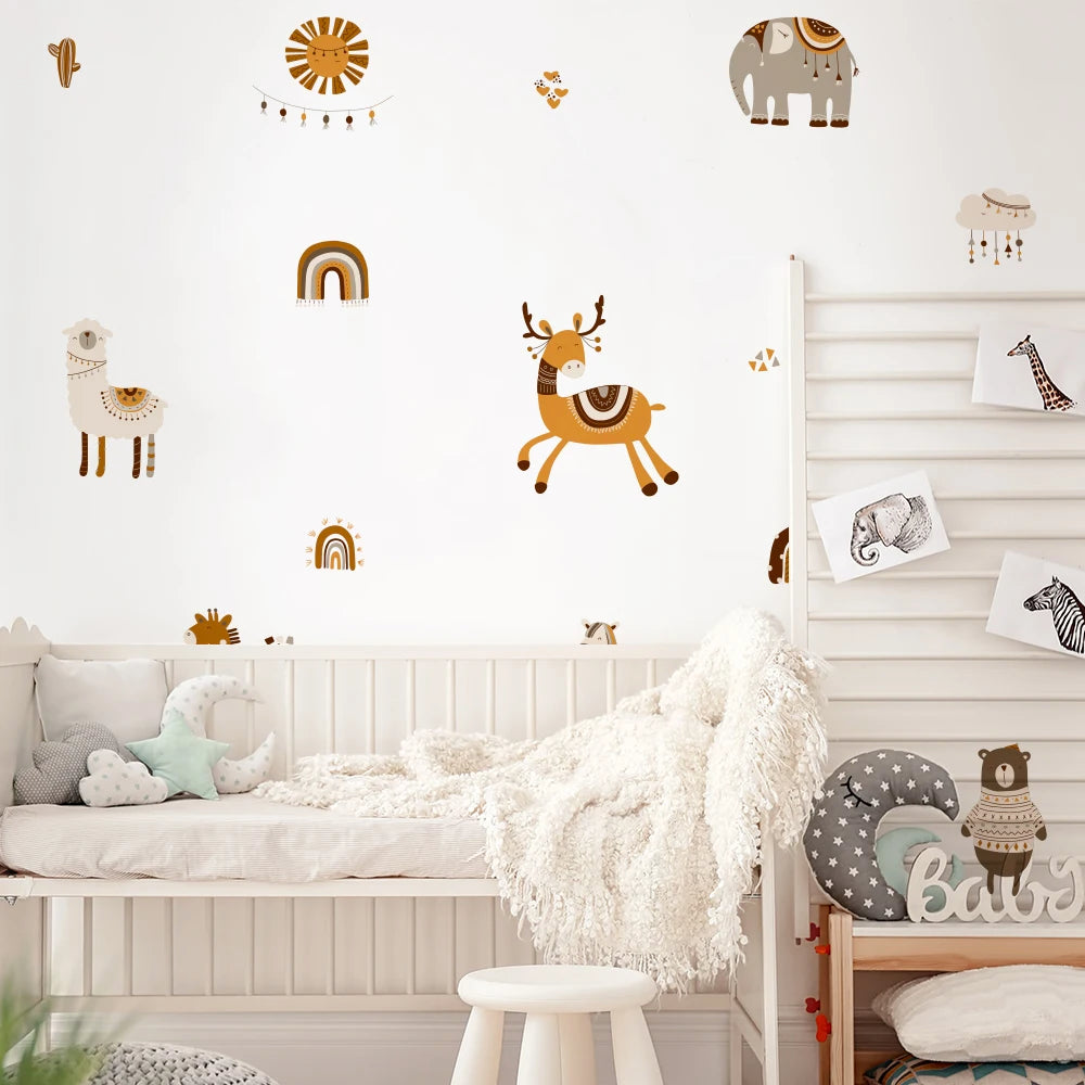 Cartoon Safari Animals Wall Decal | Room Decor decorative wall feature by HomeDecorDecals.