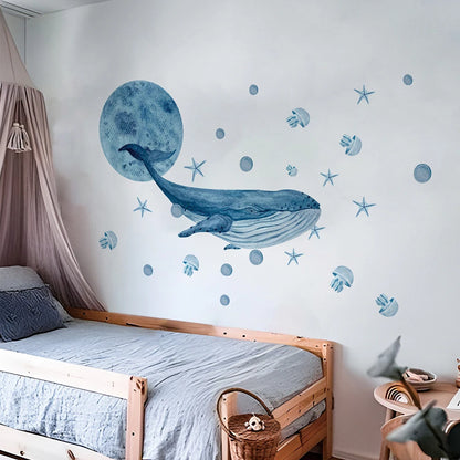 Large Watercolor Whales Wall Decals Ocean Medusa Animal Wall Sticker Under The Sea Theme Decals Nursery Kids Room Decor-HomeDecorDecals_com