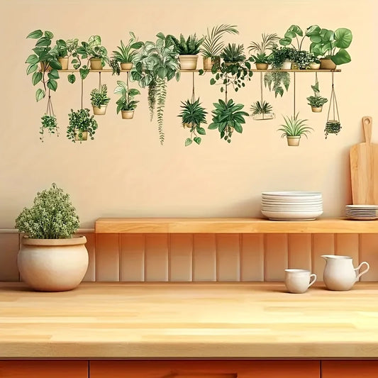 Multiple Flower Shelf Wall Decal | Home Decor removable peel and stick wall decal by HomeDecorDecals.