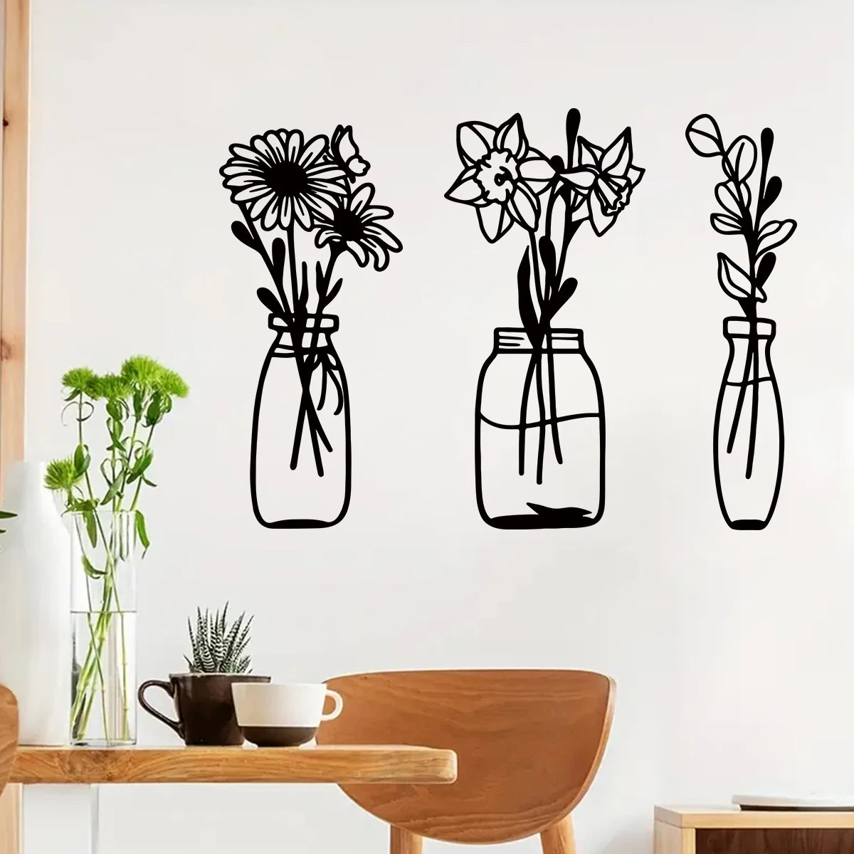 Line Flower Vase Pattern Wall Decal | Home Decor design details by HomeDecorDecals.