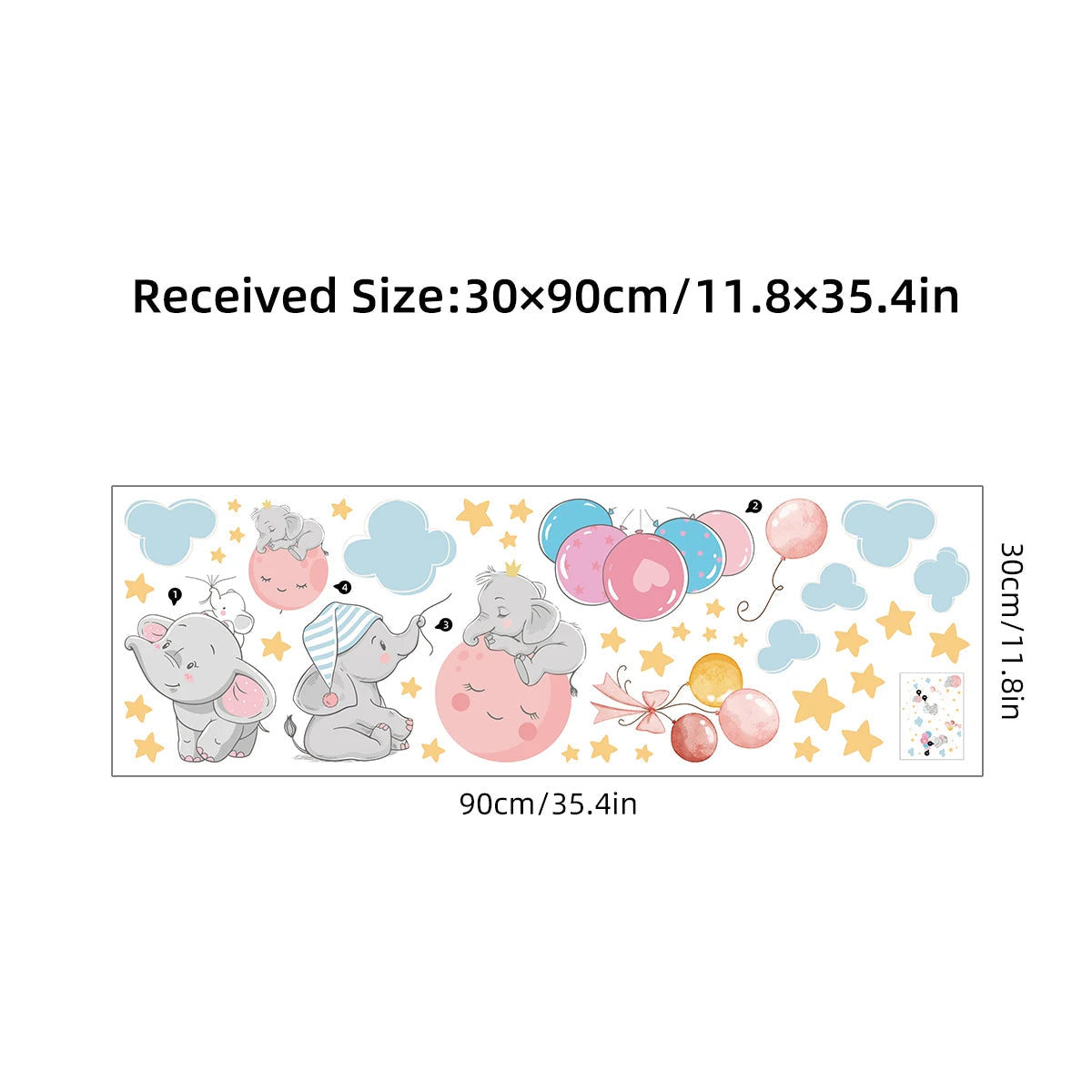 Cartoon Balloon Elephant Wall Stickers Baby Room Star Home Decor Accessories Living Room Bedroom Background Kids Room Decoration-HomeDecorDecals_com