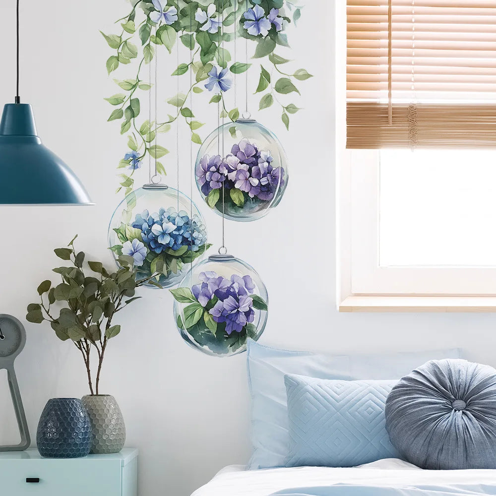 Flower Hanging Green Leaf Wall Decal | Home Decor by HomeDecorDecals.