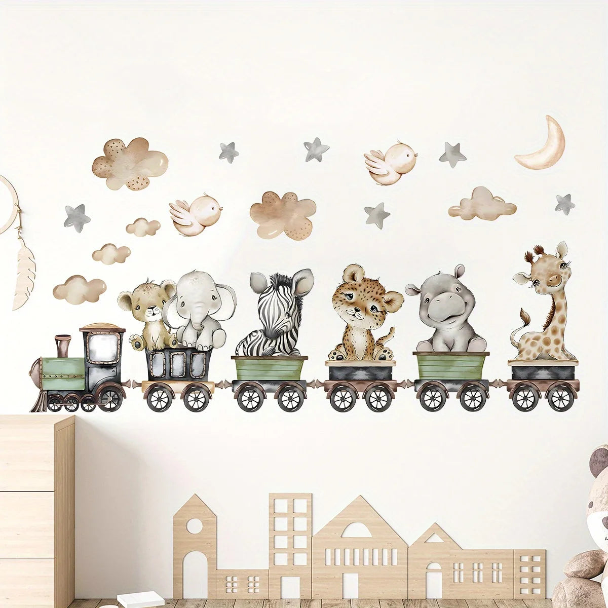 Cartoon Animal Train Wall Decal for Kids-HomeDecorDecals_com