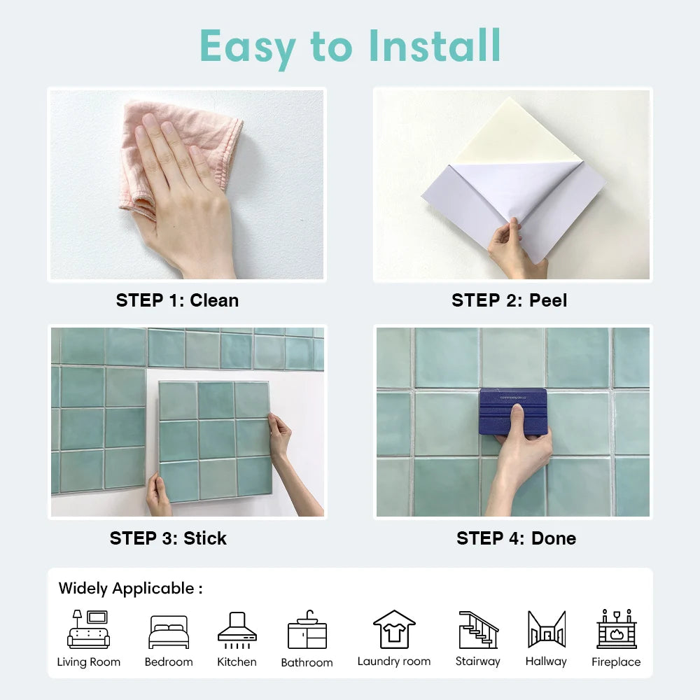 Alternative angle of Waterproof 3D Matte Tile Vinyl Wall Decal | Room Decor by HomeDecorDecals.