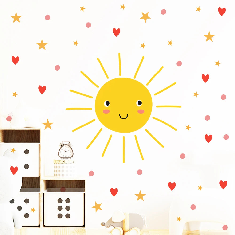 Close-up view of Cartoon Smile Sun Wall Decal | Home Decor by HomeDecorDecals.