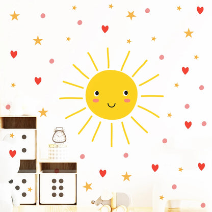 Close-up view of Cartoon Smile Sun Wall Decal | Home Decor by HomeDecorDecals.