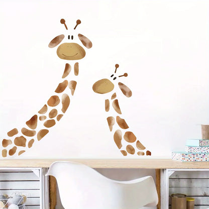 1Pc Cartoon Two Giraffes Wall Decal for Kids-HomeDecorDecals_com