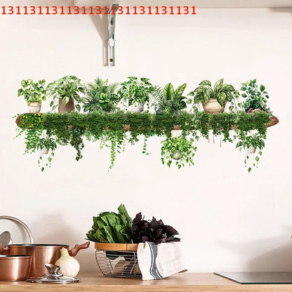 Green Plant Hanging Basket Wall Decal Décor-HomeDecorDecals_com