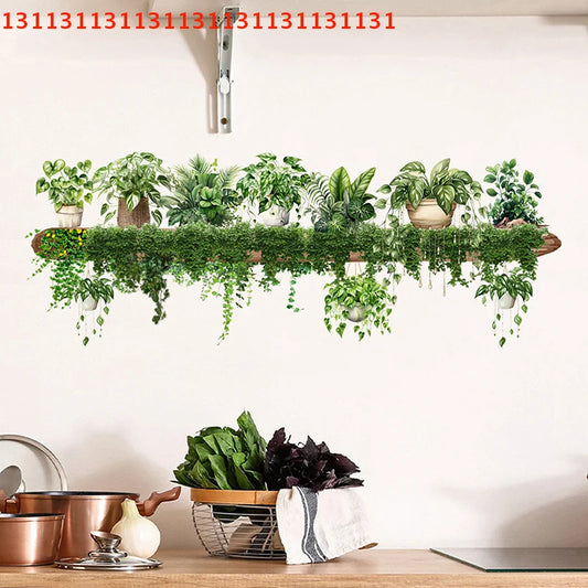 Green Plant Hanging Basket Wall Decal Décor-HomeDecorDecals_com