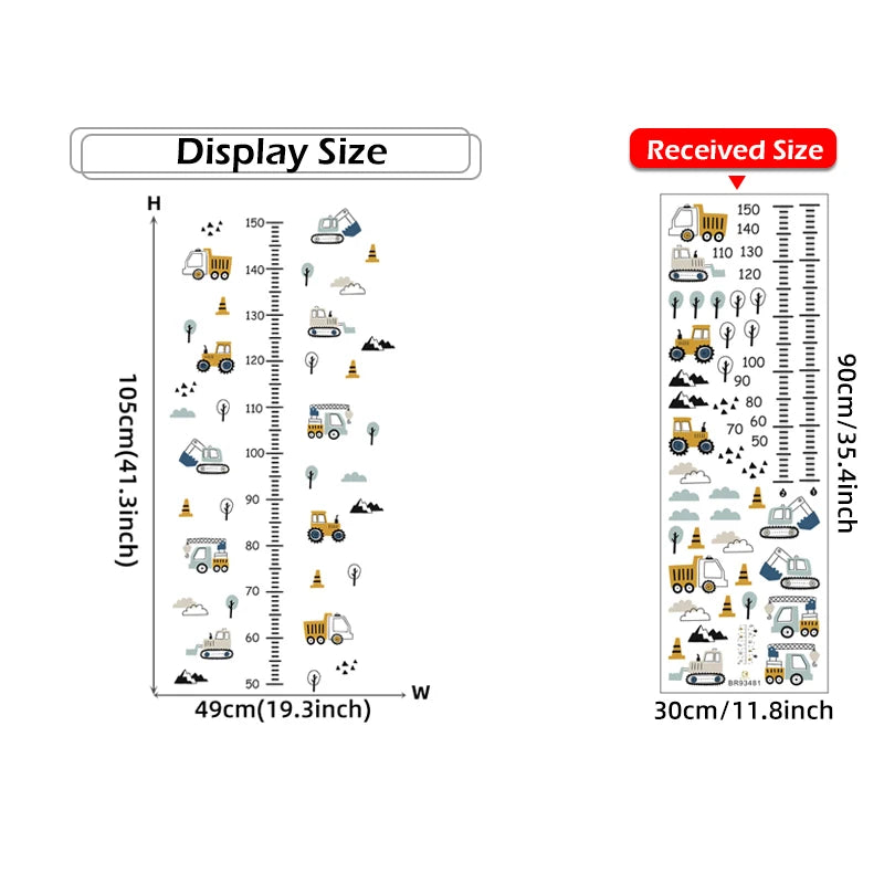 1PC Cartoon Car Height Measurement Wall Stickers for Waterproof Removable PVC Kids Room Kindergarten Home Decoration-HomeDecorDecals_com
