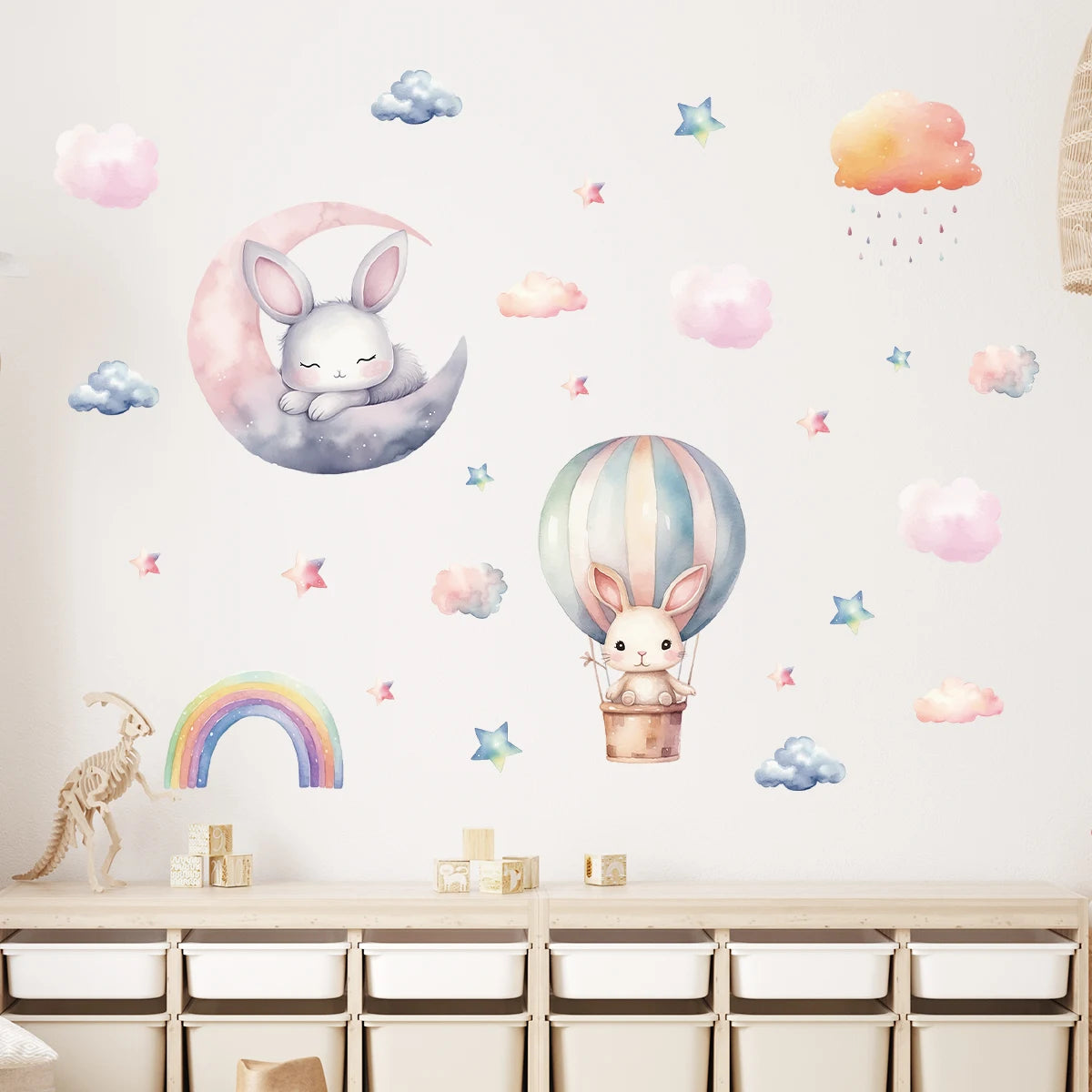 Cute Rabbit And Balloon Wall Decal for Kids-HomeDecorDecals_com
