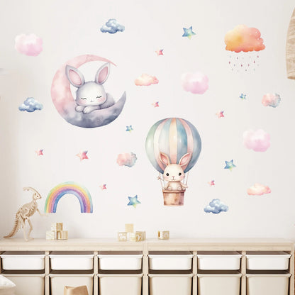Cute Rabbit And Balloon Wall Decal for Kids-HomeDecorDecals_com