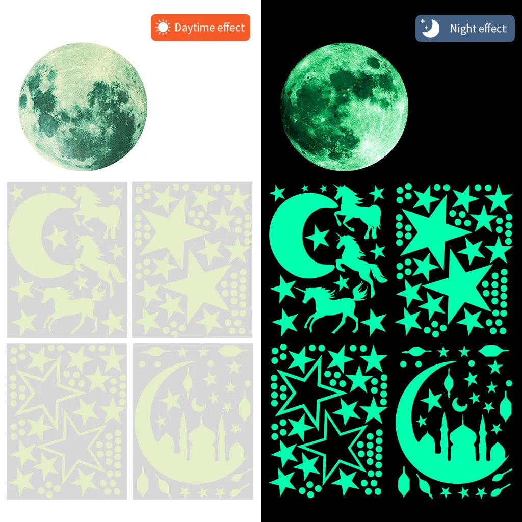 Luminous Moon and Stars Wall Stickers for Kids Room Baby Nursery Home Decoration Wall Decals Glow in the Dark Bedroom Ceiling-HomeDecorDecals_com