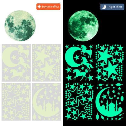 Luminous Moon and Stars Wall Stickers for Kids Room Baby Nursery Home Decoration Wall Decals Glow in the Dark Bedroom Ceiling-HomeDecorDecals_com