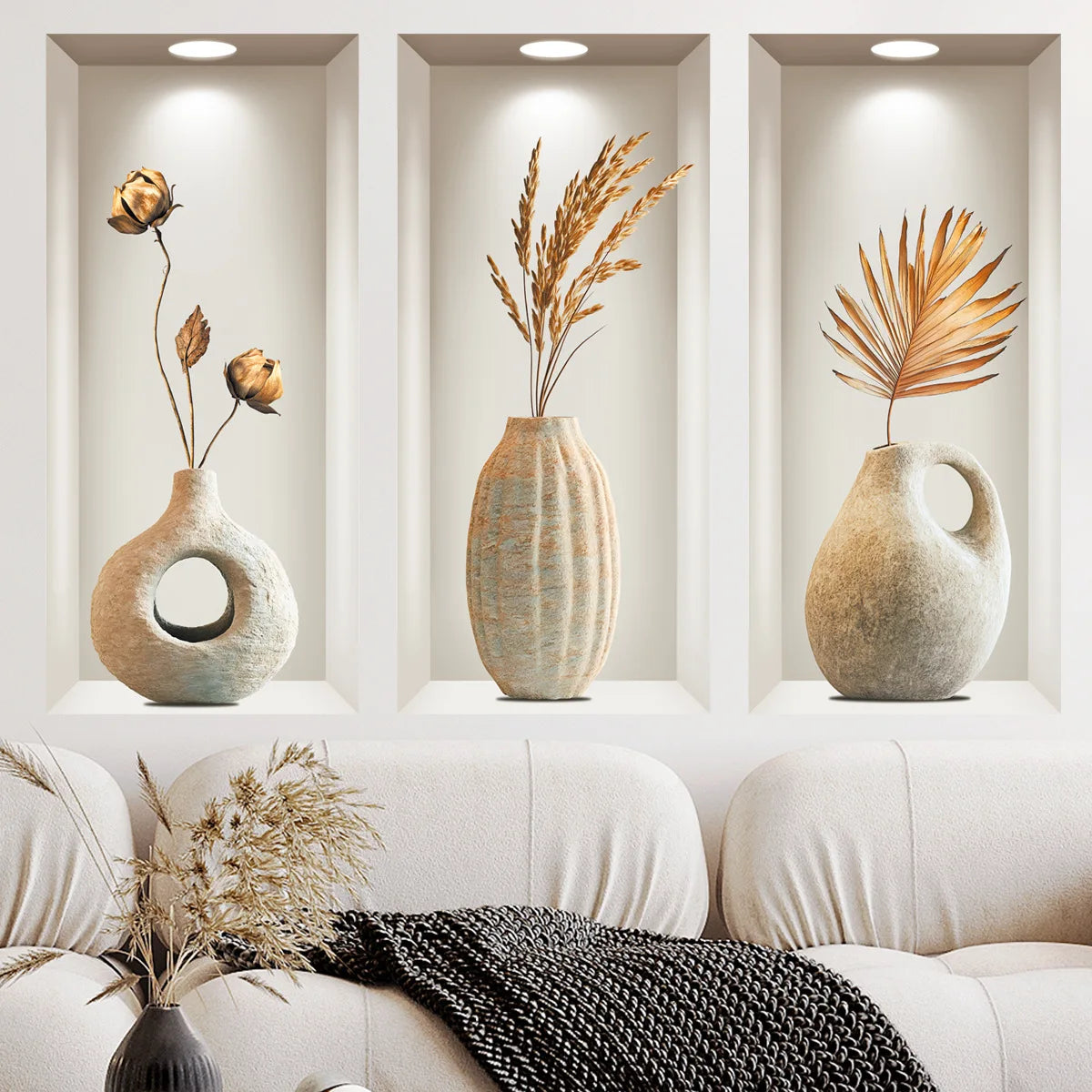 Golden Decorative Flower Vase Wall Decal | Home Decor design details by HomeDecorDecals.