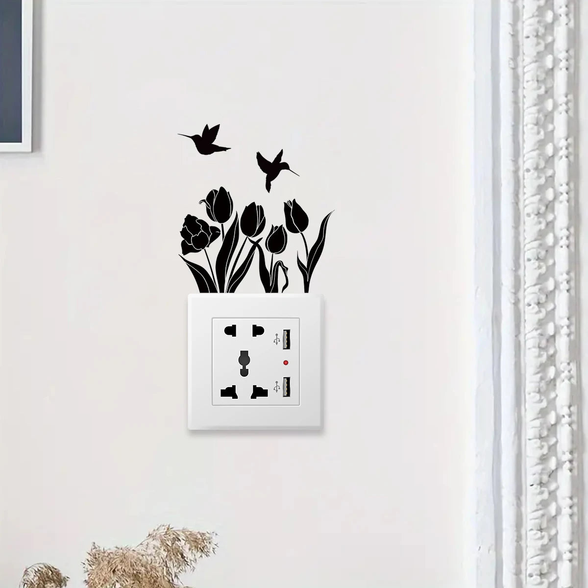 Flower Bird Silhouette Pattern Wall Decal | Room Decor removable peel and stick wall decal by HomeDecorDecals.