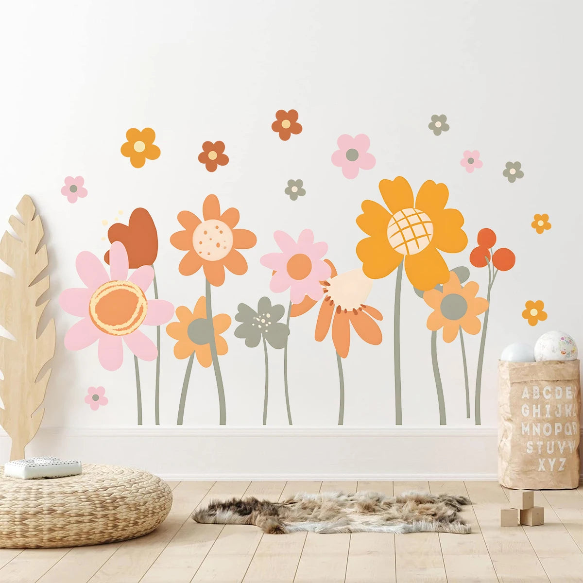 1pcs Cartoon Cute Flower Pattern PVC Removable Wall Stickers for Nursery Kids Room Decoration Wall Decals Home Decor Background-HomeDecorDecals_com
