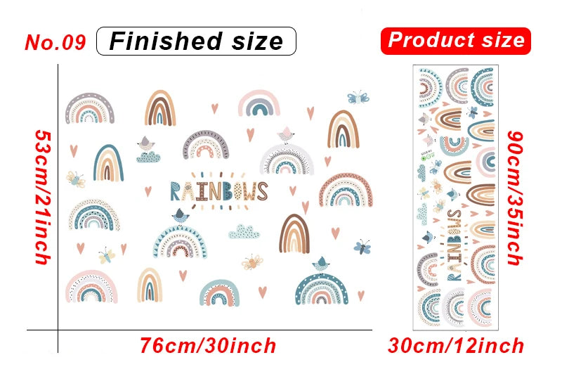 1x Cartoon Arch Rainbow DIY Wall Stickers for Baby Room Kids Bedroom Nursery Window Decor Removable PVC Decals Home Pieces Mural-HomeDecorDecals_com
