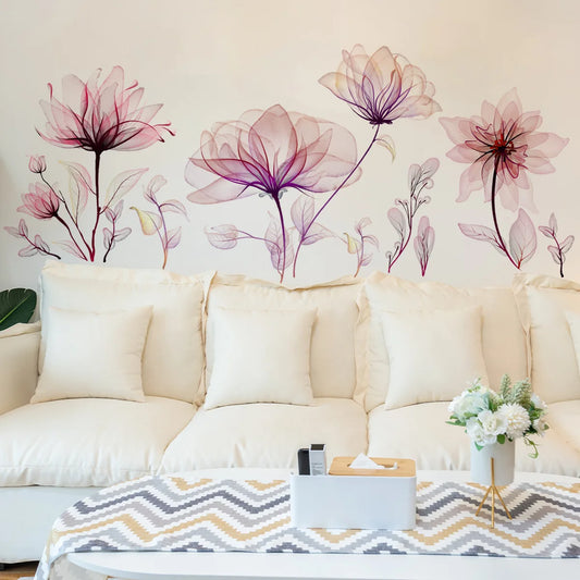 Pink Plant Flower Stickers PVC Wall and Furniture Decor-HomeDecorDecals_com
