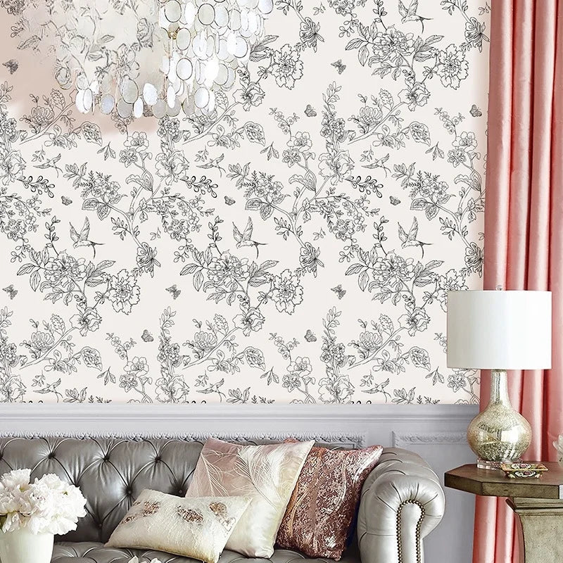 Alternative angle of Green White Leaves Wallpaper | Home Decor by HomeDecorDecals.