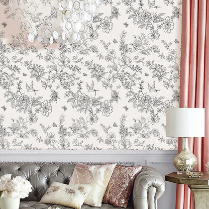 Alternative angle of Green White Leaves Wallpaper | Home Decor by HomeDecorDecals.