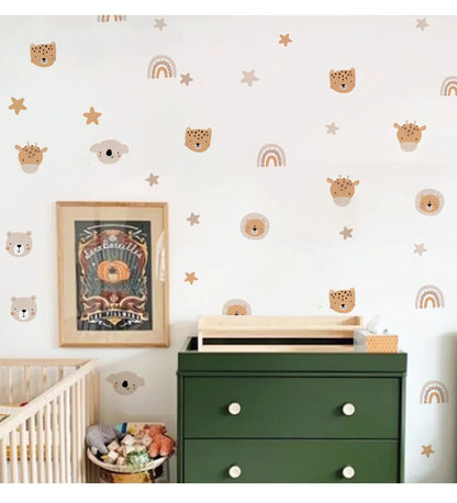 Cartoon Rainbow Bear Animals and Star Wall Decal | Home Decor home decor design by HomeDecorDecals.
