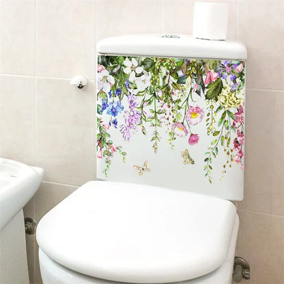 Plant Leaves Wall Sticker Toilet Sticker WC Self Adhesive Mural Beautify Flower Home Decoration Decals Refrigerator sticker-HomeDecorDecals_com