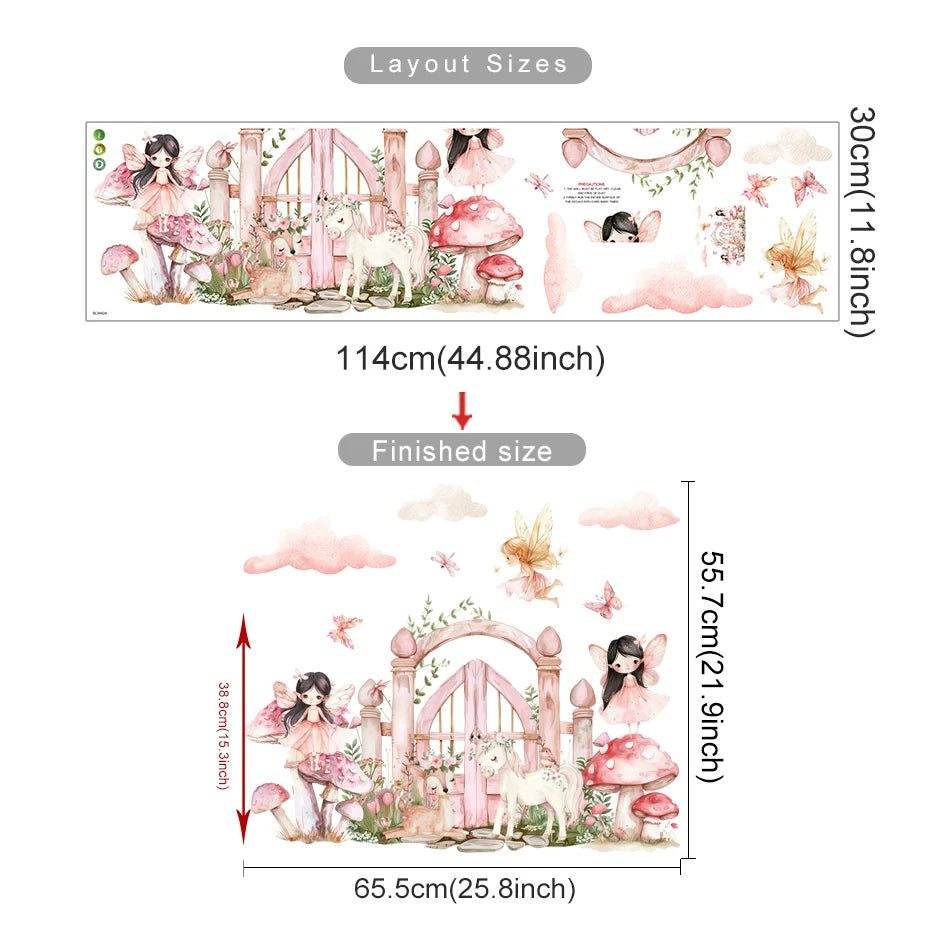 Elf Princess Mushroom House Kids Wall Sticker-HomeDecorDecals_com