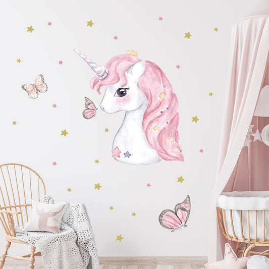 Cartoon Unicorn Wall Decal | Kids Room Decor removable peel and stick wall decal by HomeDecorDecals.