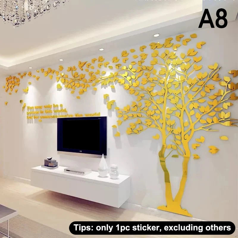 CC553D Acrylic Tree Wall Stickers Self-adhesive Background Wall Wall Decal Wall Stickers Home Decoration, Bedroom Wallpaper-HomeDecorDecals_com
