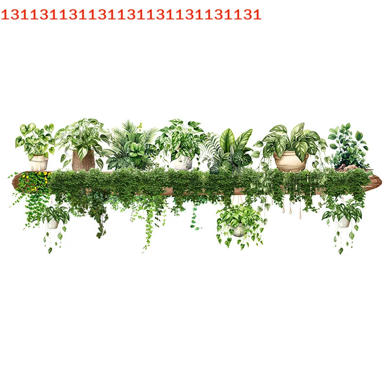 Green Plant Hanging Basket Wall Decal Décor-HomeDecorDecals_com