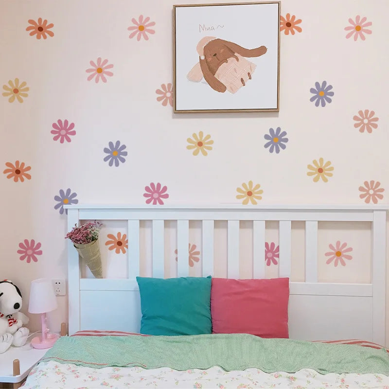 Daisy Floral Interior Wall Decal | Home Decor displayed in room decor by HomeDecorDecals.