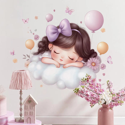 Girl Moon And Butterflies Wall Sticker for Kids Room-HomeDecorDecals_com