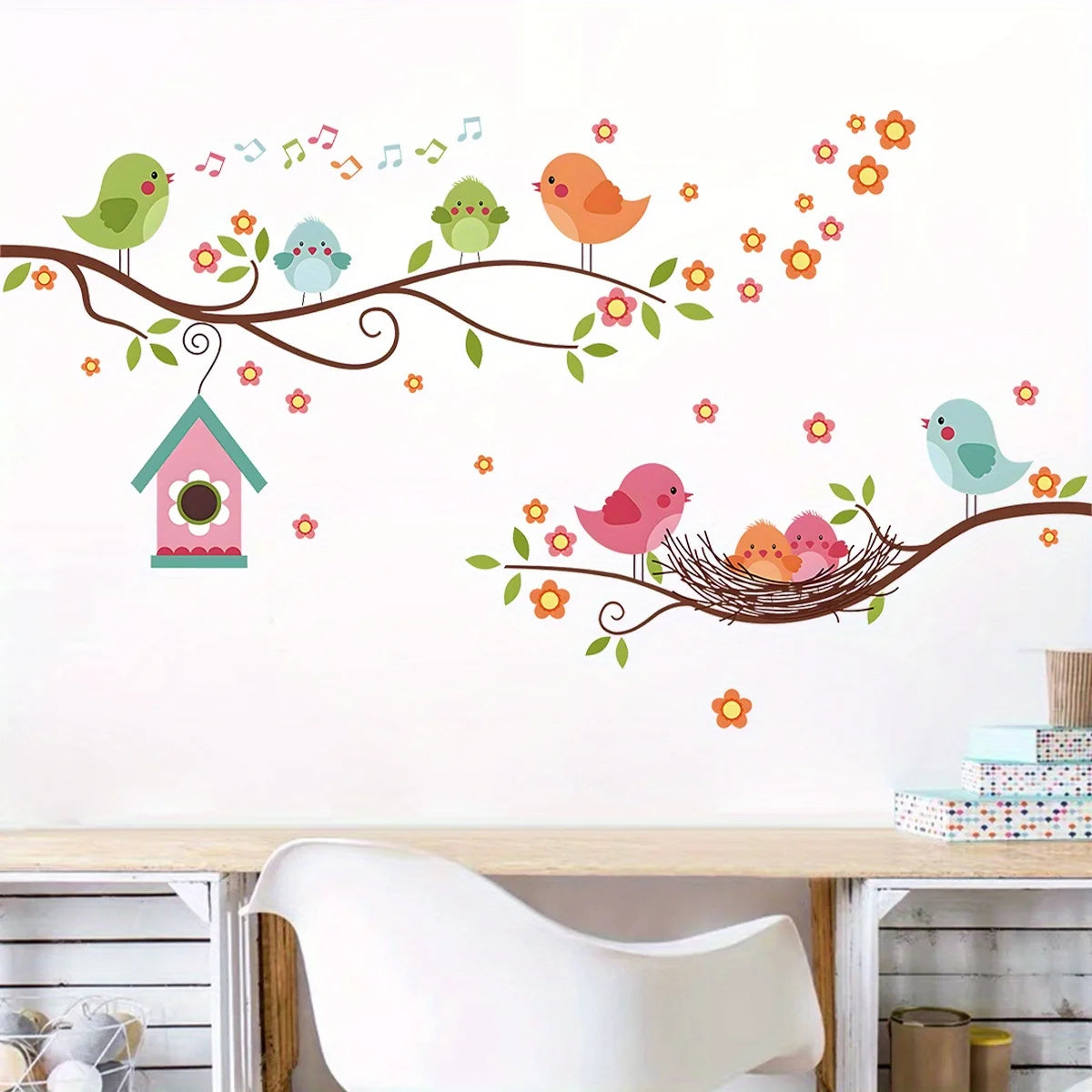 Cartoon Bird Family Wall Sticker for Kids Room Decor-HomeDecorDecals_com
