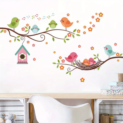 Cartoon Bird Family Wall Sticker for Kids Room Decor-HomeDecorDecals_com