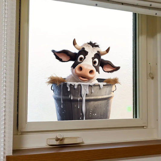 Cartoon Cow Wall Decal | Kids Room Decor removable peel and stick wall decal by HomeDecorDecals.
