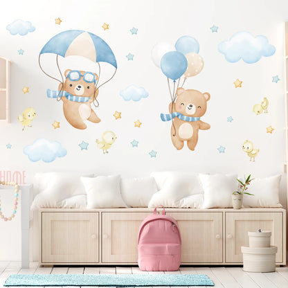 1Pc Cloud Star Cartoon Balloon Bear Wall Stickers for Kids Room Decor Wall Decals Bedroom Decoration Children's Home Nuresry-HomeDecorDecals_com