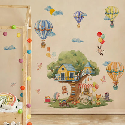 Cartoon Tree And Balloon Animals Wall Sticker-HomeDecorDecals_com