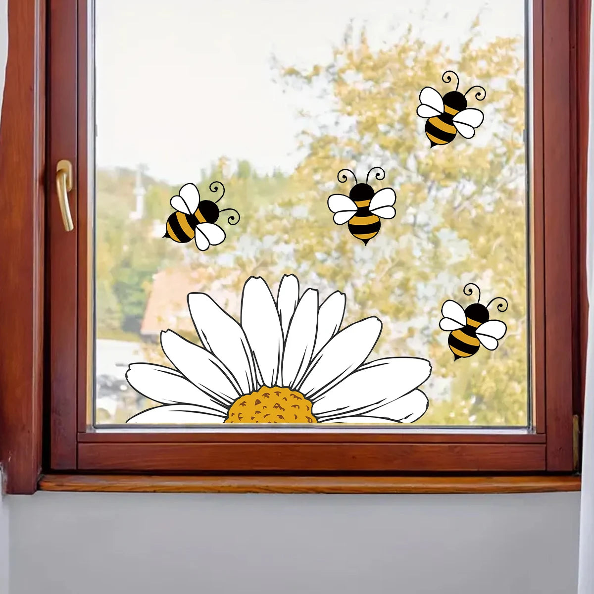 Cartoon Bee and Sunflower Pattern Wall Decal | Home Decor by HomeDecorDecals.