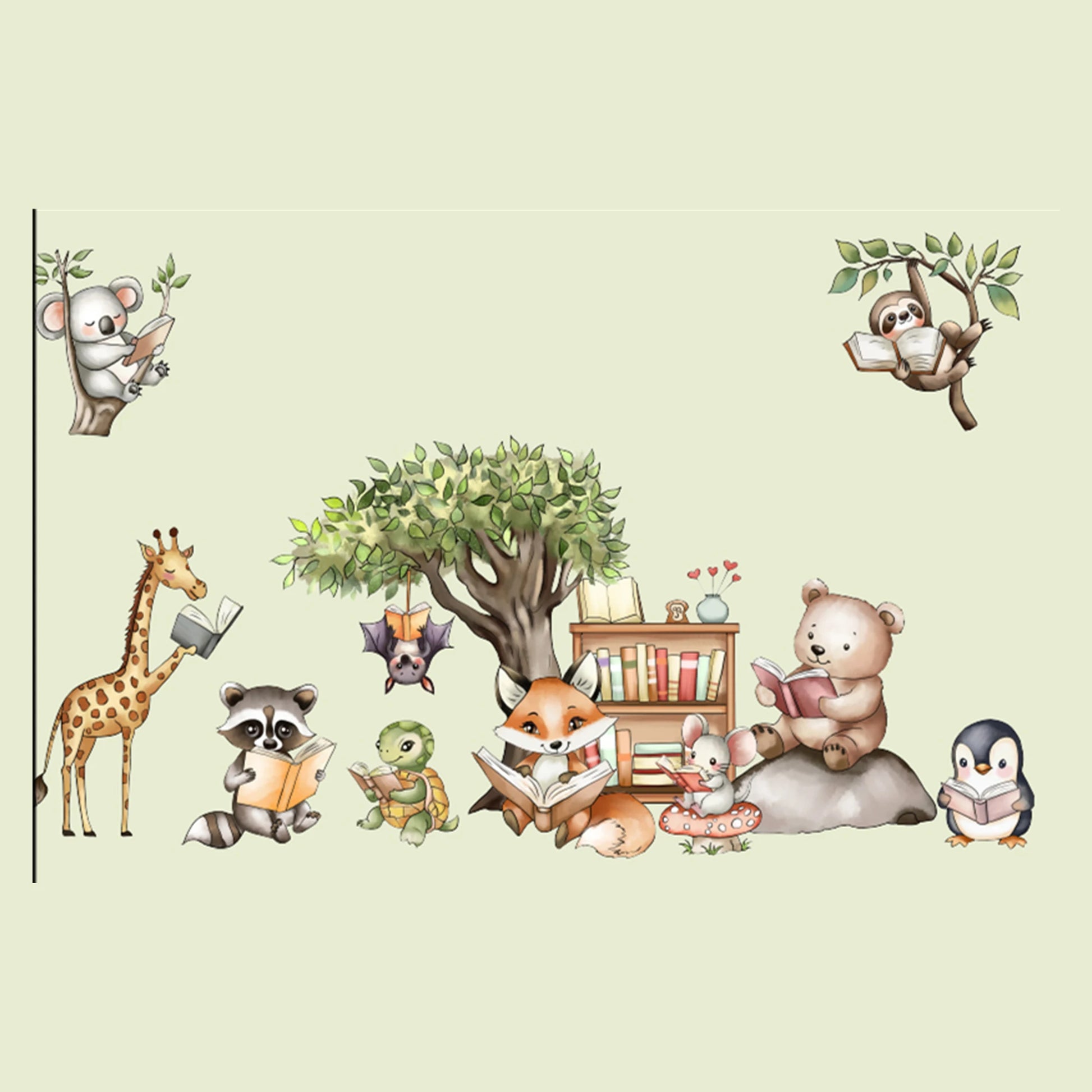 Animals Under The Forest Wall Stickers Children's Rooms Boys' Bedrooms Wallpapers Baby Rooms Decorations Jungle Animal Murals-HomeDecorDecals_com