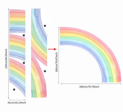 Large Watercolor Rainbow Wall Stickers For Kids Rooms Giant Child Wall Rainbow Stickers Pastel Boho Rainbow Wall Sticker-HomeDecorDecals_com