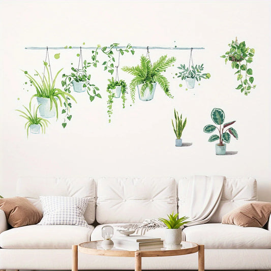 Watercolour Potted Plant Wall Decal | Home Decor removable peel and stick wall decal by HomeDecorDecals.