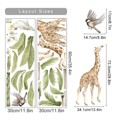 Alternative angle of Large Animals Tropical Watercolour Wall Decal | Room Decor by HomeDecorDecals.