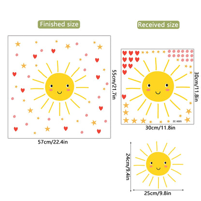 Cartoon Smile Sun Wall Decal | Home Decor decorative wall feature by HomeDecorDecals.