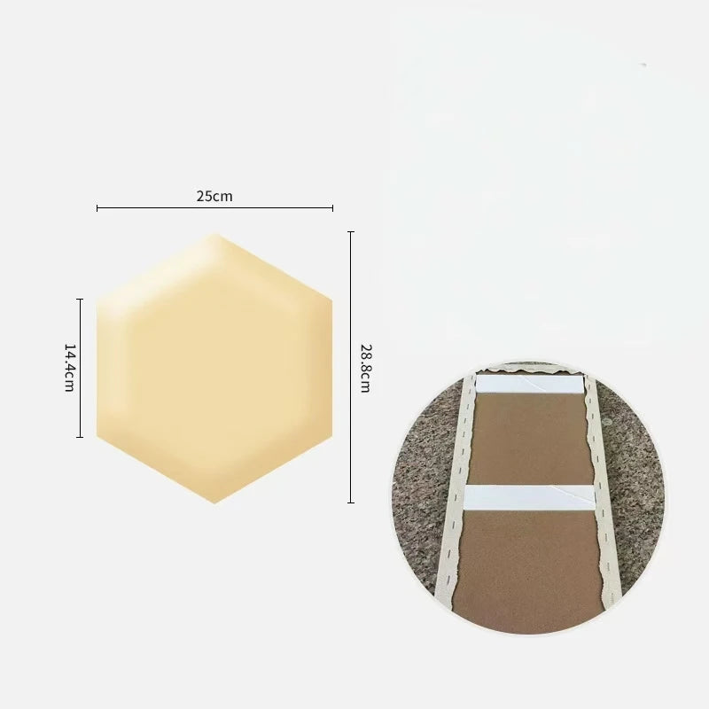 Alternative angle of Anticollision Hexagonal Headboard Panel | Room Decor by HomeDecorDecals.