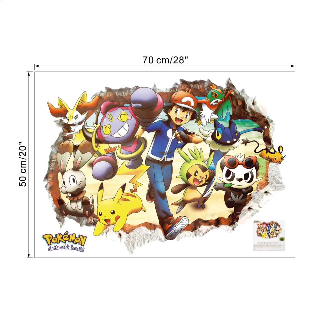 Cartoon Pikachu Wall Sticker For Kids Room Living Room Bedroom Wall Decoration Kids Gifts Door Sticker Cute Posters-HomeDecorDecals_com